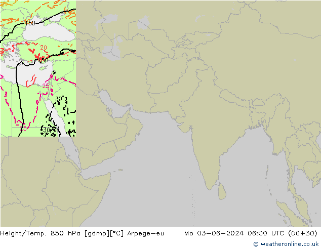 Height/Temp. 850 hPa Arpege-eu Po 03.06.2024 06 UTC