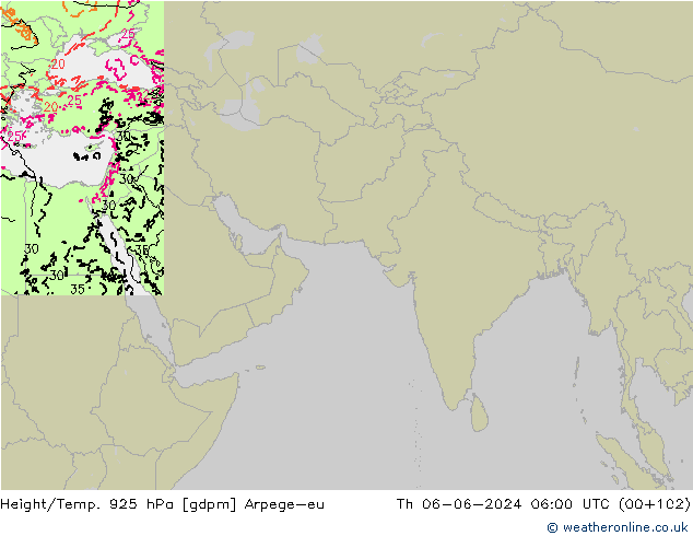 Height/Temp. 925 hPa Arpege-eu Qui 06.06.2024 06 UTC