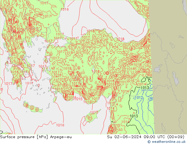 Yer basıncı Arpege-eu Paz 02.06.2024 09 UTC