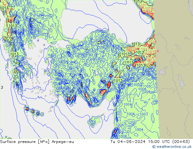 pressão do solo Arpege-eu Ter 04.06.2024 15 UTC