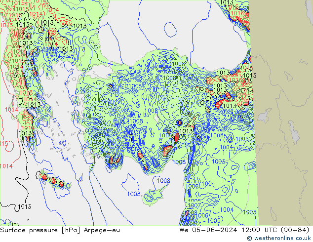 Surface pressure Arpege-eu We 05.06.2024 12 UTC