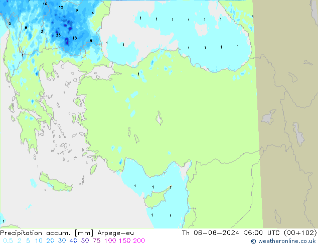 Toplam Yağış Arpege-eu Per 06.06.2024 06 UTC