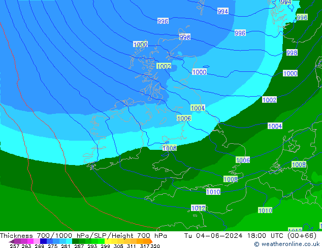 Dikte700-1000 hPa Arpege-eu di 04.06.2024 18 UTC