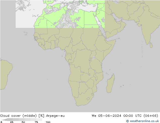 oblačnosti uprostřed Arpege-eu St 05.06.2024 00 UTC