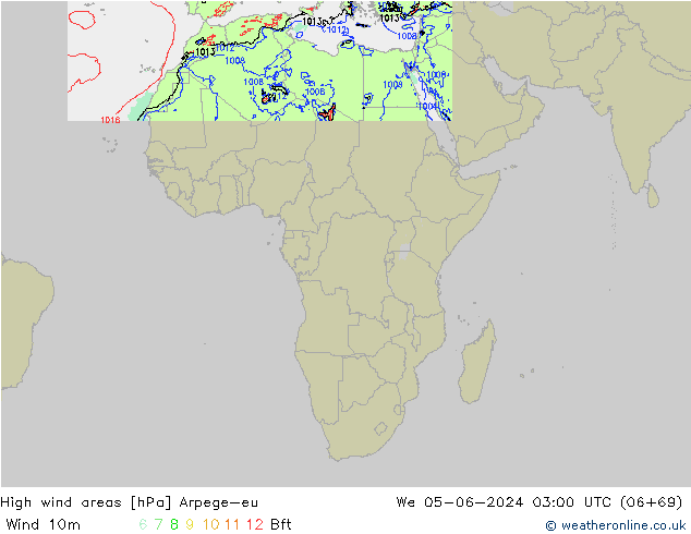 High wind areas Arpege-eu We 05.06.2024 03 UTC