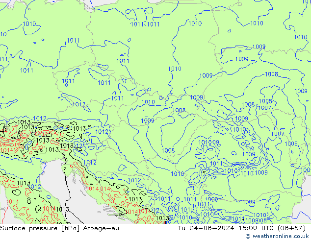 Pressione al suolo Arpege-eu mar 04.06.2024 15 UTC