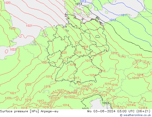 Bodendruck Arpege-eu Mo 03.06.2024 03 UTC