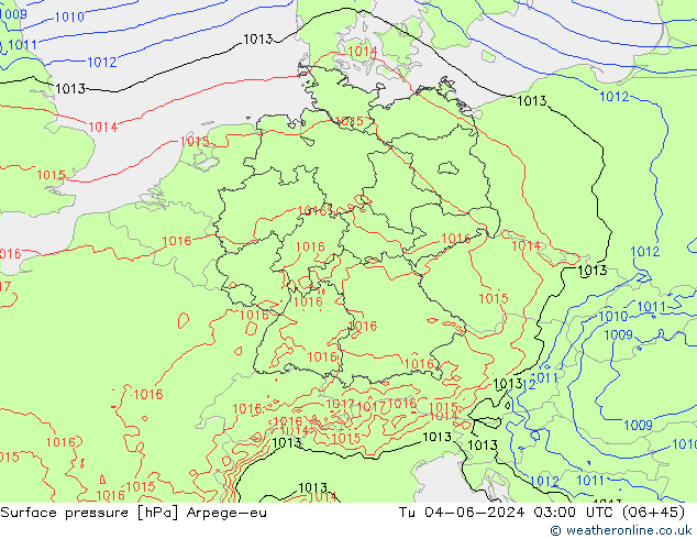 pressão do solo Arpege-eu Ter 04.06.2024 03 UTC