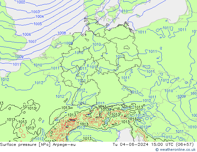 Luchtdruk (Grond) Arpege-eu di 04.06.2024 15 UTC