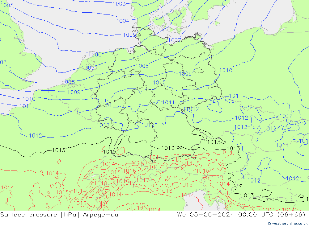 Yer basıncı Arpege-eu Çar 05.06.2024 00 UTC