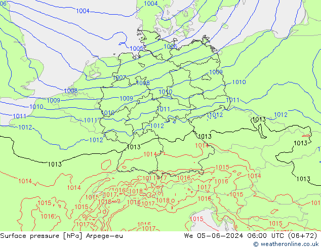 Luchtdruk (Grond) Arpege-eu wo 05.06.2024 06 UTC