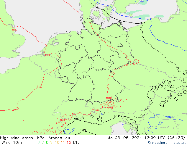 High wind areas Arpege-eu lun 03.06.2024 12 UTC