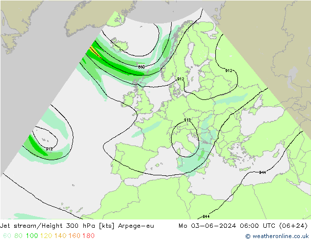 Corriente en chorro Arpege-eu lun 03.06.2024 06 UTC