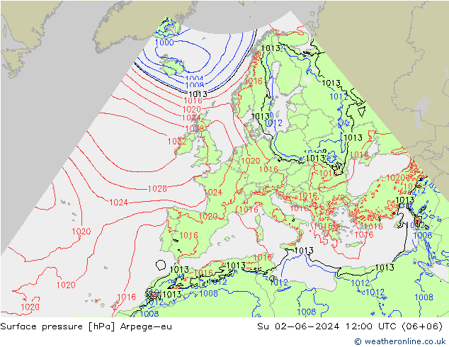 Bodendruck Arpege-eu So 02.06.2024 12 UTC