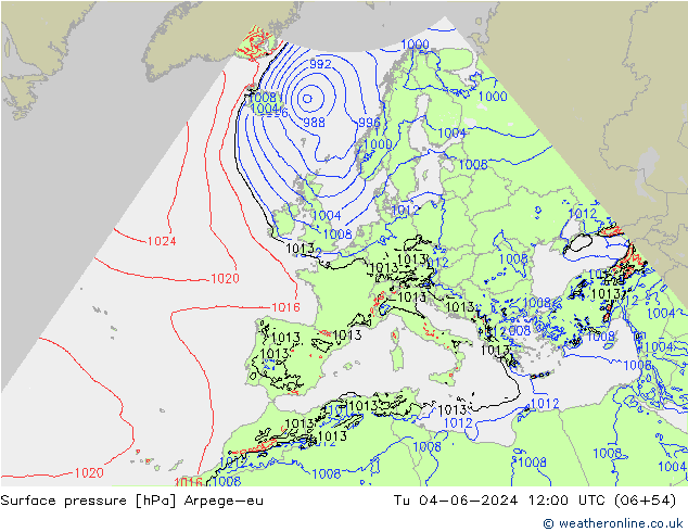 Luchtdruk (Grond) Arpege-eu di 04.06.2024 12 UTC