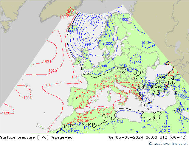 Yer basıncı Arpege-eu Çar 05.06.2024 06 UTC