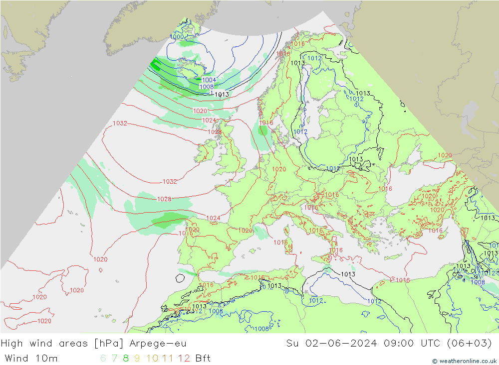 Izotacha Arpege-eu nie. 02.06.2024 09 UTC