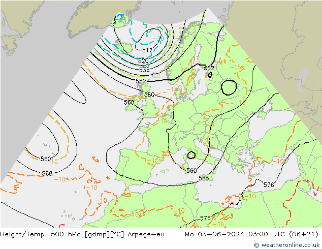 Height/Temp. 500 hPa Arpege-eu Seg 03.06.2024 03 UTC