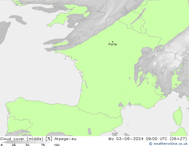 Nubes medias Arpege-eu lun 03.06.2024 09 UTC