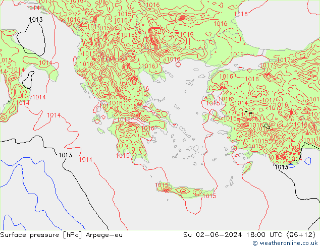 Surface pressure Arpege-eu Su 02.06.2024 18 UTC