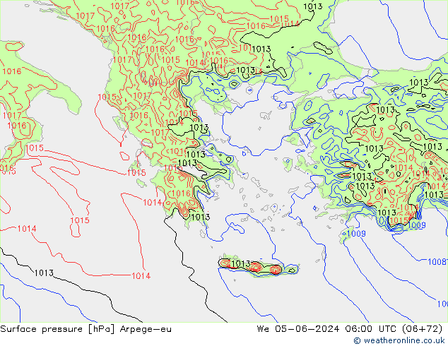 Atmosférický tlak Arpege-eu St 05.06.2024 06 UTC