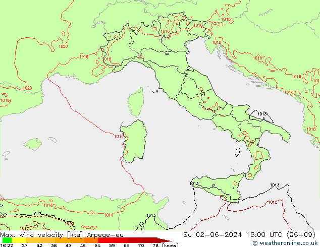 Max. wind velocity Arpege-eu dim 02.06.2024 15 UTC