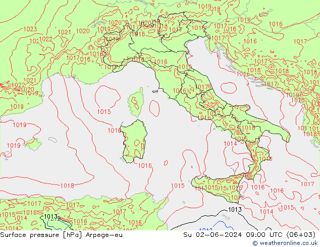 Luchtdruk (Grond) Arpege-eu zo 02.06.2024 09 UTC