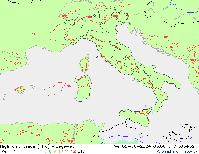High wind areas Arpege-eu Qua 05.06.2024 03 UTC