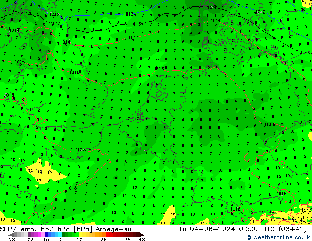 SLP/Temp. 850 hPa Arpege-eu Ter 04.06.2024 00 UTC