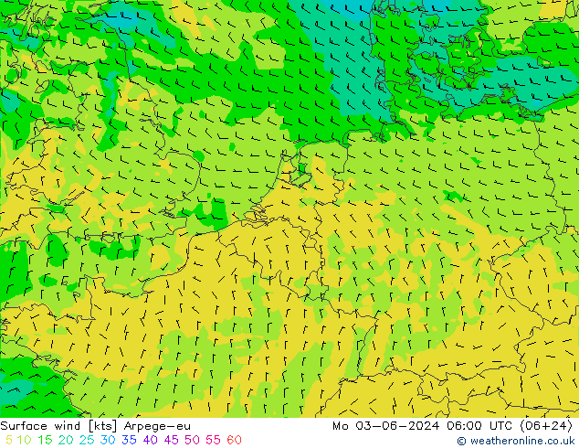  10 m Arpege-eu  03.06.2024 06 UTC