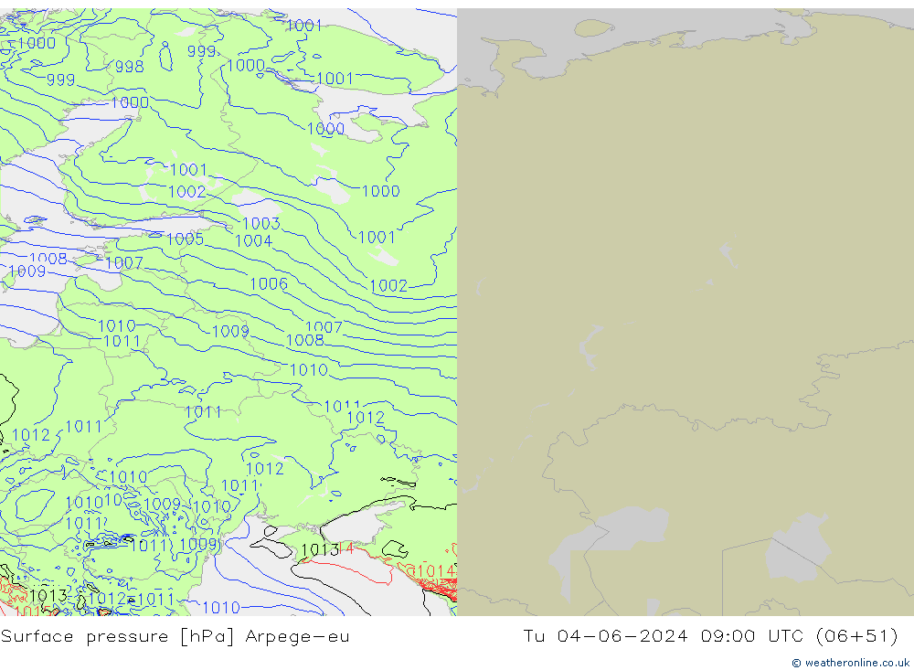 Luchtdruk (Grond) Arpege-eu di 04.06.2024 09 UTC