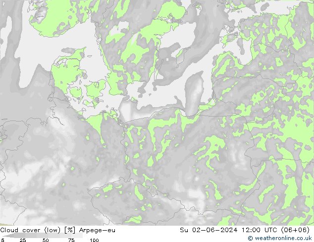 zachmurzenie (niskie) Arpege-eu nie. 02.06.2024 12 UTC