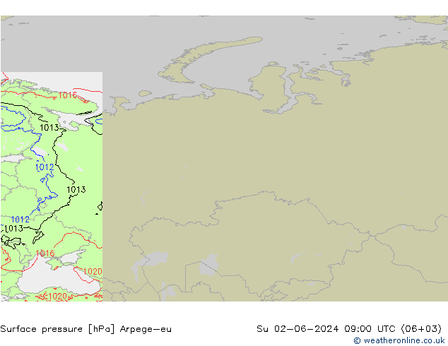 Surface pressure Arpege-eu Su 02.06.2024 09 UTC