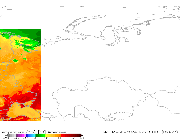 карта температуры Arpege-eu пн 03.06.2024 09 UTC