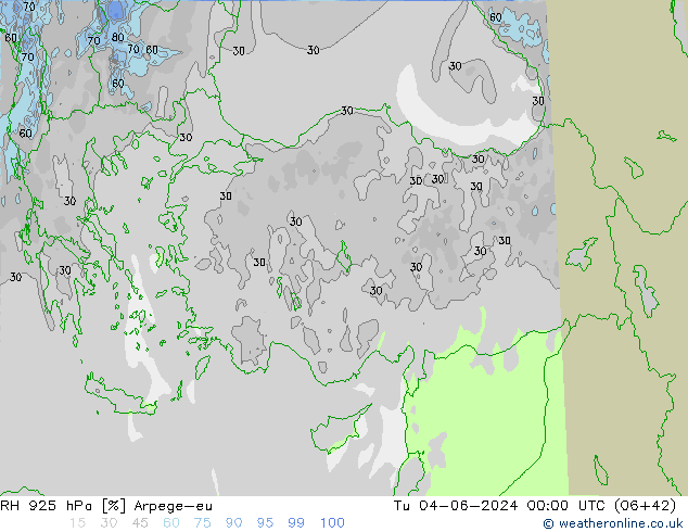 RH 925 hPa Arpege-eu mar 04.06.2024 00 UTC