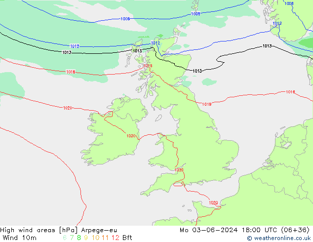 High wind areas Arpege-eu lun 03.06.2024 18 UTC