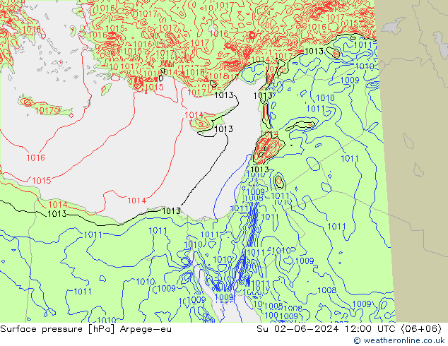 Surface pressure Arpege-eu Su 02.06.2024 12 UTC