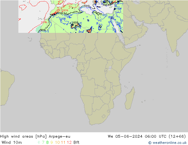 High wind areas Arpege-eu St 05.06.2024 06 UTC