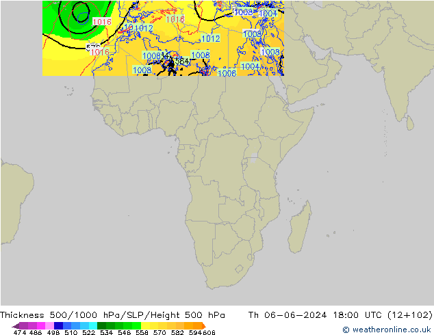 Thck 500-1000hPa Arpege-eu Th 06.06.2024 18 UTC