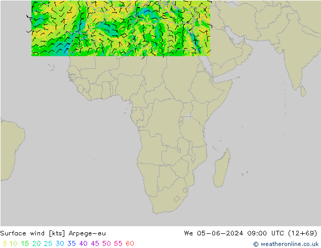 Surface wind Arpege-eu St 05.06.2024 09 UTC