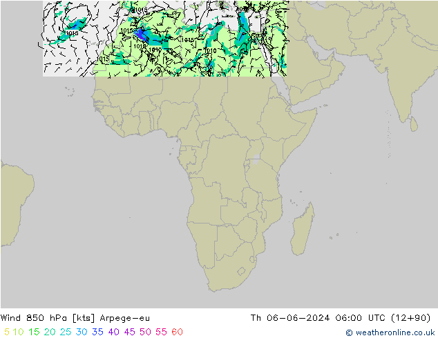  850 hPa Arpege-eu  06.06.2024 06 UTC