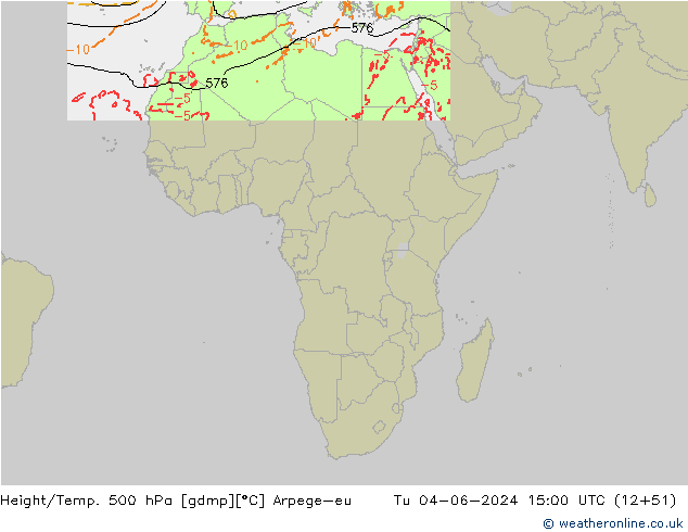 Height/Temp. 500 hPa Arpege-eu Tu 04.06.2024 15 UTC
