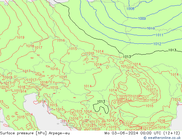 приземное давление Arpege-eu пн 03.06.2024 00 UTC