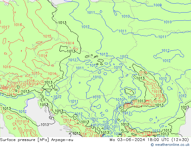 pression de l'air Arpege-eu lun 03.06.2024 18 UTC