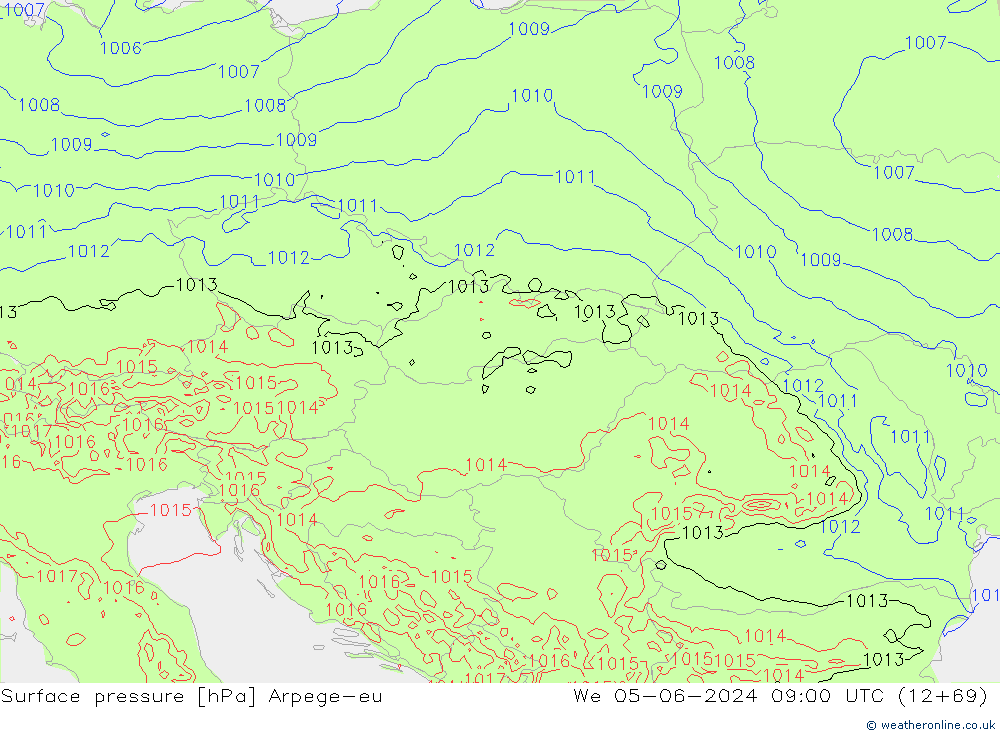 pression de l'air Arpege-eu mer 05.06.2024 09 UTC