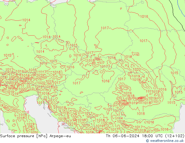 приземное давление Arpege-eu чт 06.06.2024 18 UTC