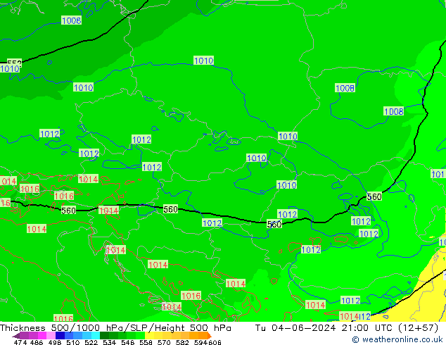 Thck 500-1000гПа Arpege-eu вт 04.06.2024 21 UTC