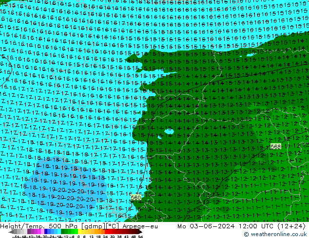 Height/Temp. 500 hPa Arpege-eu Po 03.06.2024 12 UTC