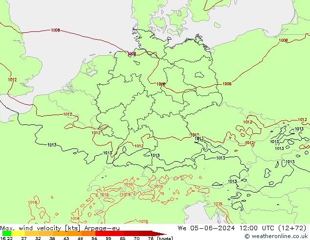 Windböen Arpege-eu Mi 05.06.2024 12 UTC