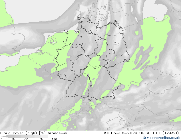 nuvens (high) Arpege-eu Qua 05.06.2024 00 UTC